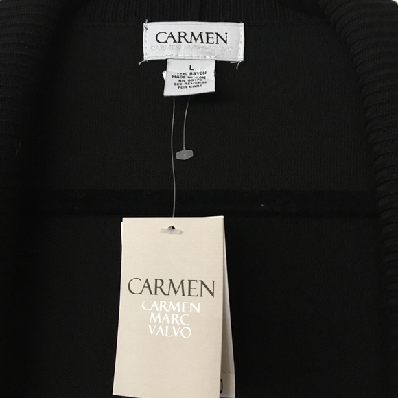 ☀️2/$22☀️ NWT Carmen Marc Valvo Black Open Cardigan - Picture 4 of 4